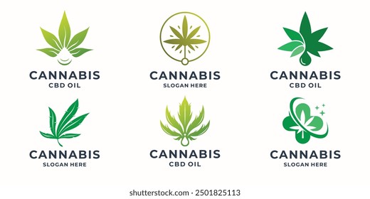 modern cannabis logos vector illustration collection.