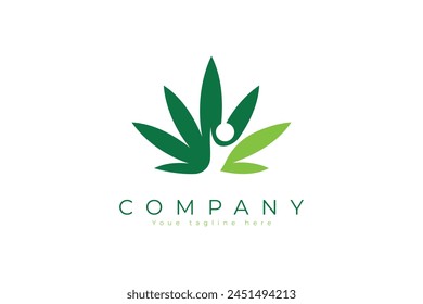 Modern Cannabis People Logo Vector Design Template. Symbol Cannabis Logo Design