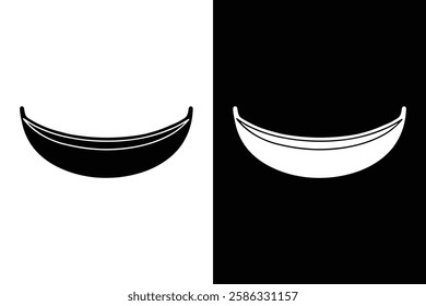 Modern Canoe Glyph. Isolated Black and White Icon