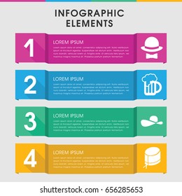 Modern cap infographic template. infographic design with cap icons includes nurse hat, beer mug. can be used for presentation, diagram, annual report, web design.