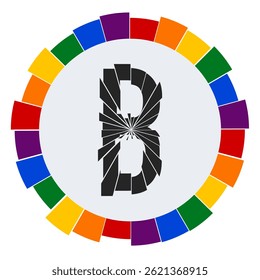 Modern capital black Letter B Design with Multicolor Geometric Ring