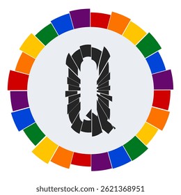 Modern capital black Letter Q Design with Multicolor Geometric Ring
