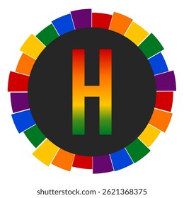 Modern capital Gradient Letter H Design with Multicolor Geometric Ring