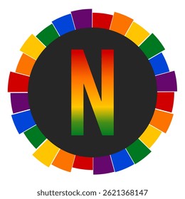 Modern capital Gradient Letter N Design with Multicolor Geometric Ring