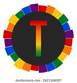Modern capital Gradient Letter T Design with Multicolor Geometric Ring