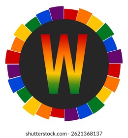 Modern capital Gradient Letter W Design with Multicolor Geometric Ring