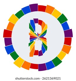 Modern capital Letter B Design on White Background with Multicolor Geometric Ring