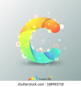 Modern Capital Letter C made of colorful paper with light reflexions