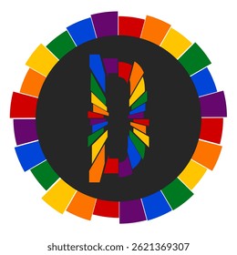 Modern capital Letter D Design with Multicolor Geometric Ring