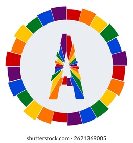 Modern capital Letter A Design on White Background with Multicolor Geometric Ring