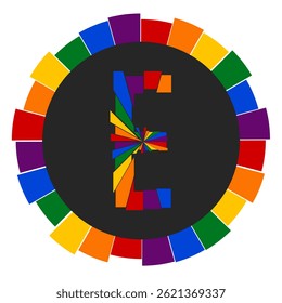 Modern capital Letter E Design with Multicolor Geometric Ring