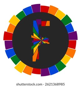 Modern capital Letter F Design with Multicolor Geometric Ring