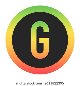 Modern Capital Letter G design with a red-to-green gradient border on a black background. Ideal for branding, logos, or minimalist design projects.