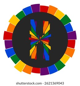 Modern capital Letter H Design with Multicolor Geometric Ring