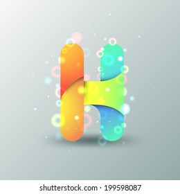 Modern Capital Letter H made of colorful paper with light reflexions