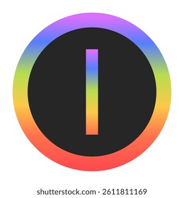 Modern Capital Letter I logo with a colorful rainbow gradient and circular border. Dark background enhances contrast, perfect for tech, branding, or creative design.