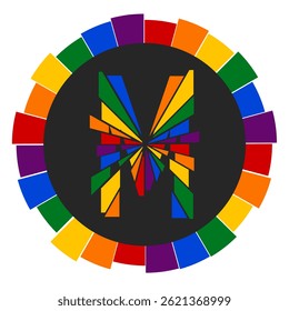 Modern capital Letter M Design with Multicolor Geometric Ring