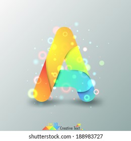 Modern Capital Letter A made of colorful paper with light reflexions