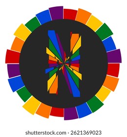 Modern capital Letter N Design with Multicolor Geometric Ring