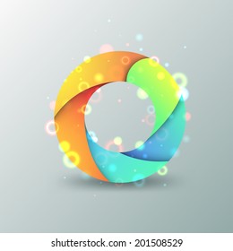 Modern Capital Letter O made of colorful paper with light reflexions