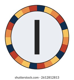 Modern CAPITAL Letter I with Orange to Yellow Gradient, Framed by Vibrant Blue, Red, and Yellow Segments, enclosed in a black frame.