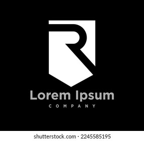Modern capital letter r logo in security crest. Futuristic corporate identity logo, company graphic design.
