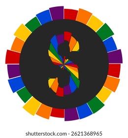 Modern capital Letter S Design with Multicolor Geometric Ring