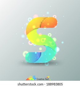 Modern Capital Letter S made of colorful paper with light reflexions