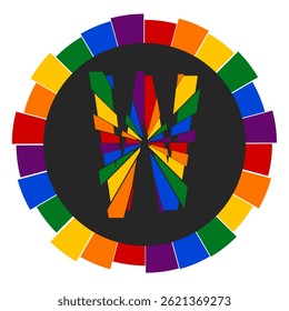 Modern capital Letter W Design with Multicolor Geometric Ring