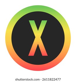 Modern Capital Letter X design with a red-to-green gradient border on a black background. Ideal for branding, logos, or minimalist design projects.