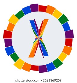 Modern capital Letter X Design on White Background with Multicolor Geometric Ring