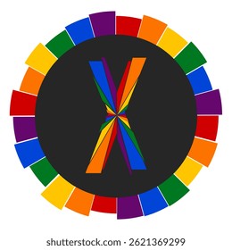 Modern capital Letter X Design with Multicolor Geometric Ring