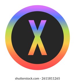 Modern Capital Letter X logo with a colorful rainbow gradient and circular border. Dark background enhances contrast, perfect for tech, branding, or creative design.