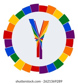 Modern capital Letter Y Design on White Background with Multicolor Geometric Ring