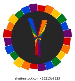 Modern capital Letter Y Design with Multicolor Geometric Ring