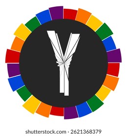 Modern capital white Letter Y Design with Multicolor Geometric Ring