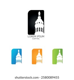 Modern capitol building logo with sleek silhouette, ideal for government, law firms, and real estate. Available in multiple colors, perfect for branding and identity design.