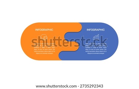 Modern Capsule Shape Diagram with 2 Parts for Product Comparison. Vector illustration.