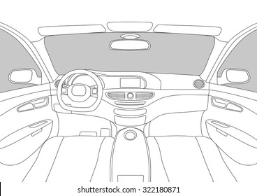 modern car cockpit  vector illustration