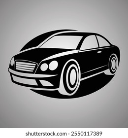 Modern car coupe, abstract silhouette on white background. Vehicle icons view from side. Vector illustration