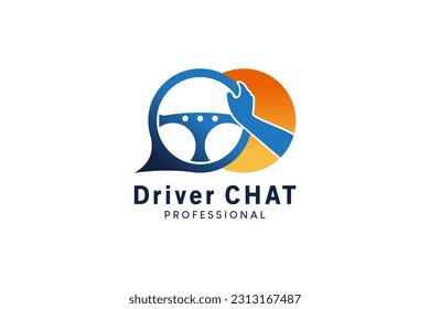 Modern car driver chat logo design