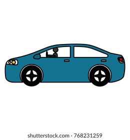 modern car with driver silhouette