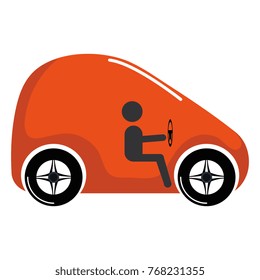 modern car with driver silhouette