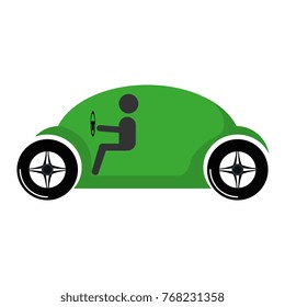 modern car with driver silhouette
