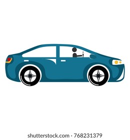 modern car with driver silhouette
