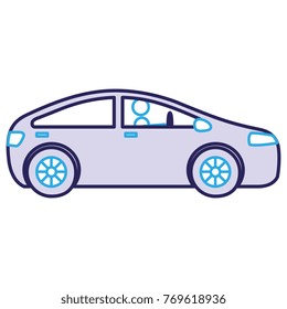 modern car with driver silhouette