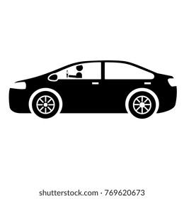 modern car with driver silhouette