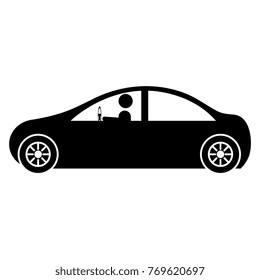 modern car with driver silhouette
