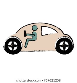 modern car with driver silhouette