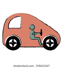 modern car with driver silhouette